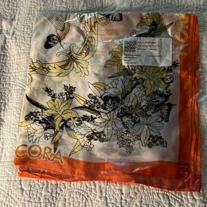 NWT Square NoraCora orange multicolored floral scarf